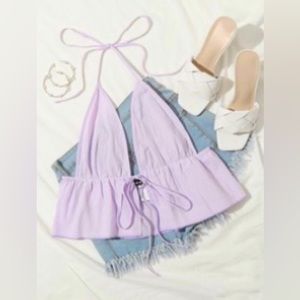 Lilac Halter with front drawstring